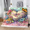 Flowers and Butterflies Love Fluffy Soft Blankets & Throws Knee Blanket Throw Home Interior Luxury Bedding Beach Towel Nap Bed & 4