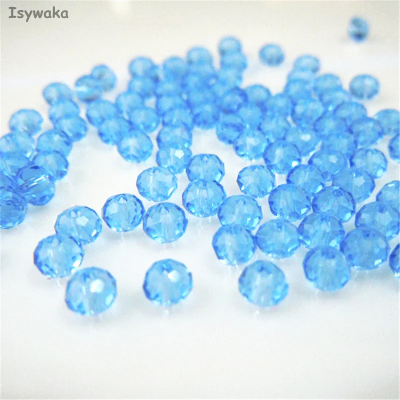 Isywaka Hot Light Green Faceted Crystal Glass Rondelle Spacer Beads for Jewelry Making, 125pcs