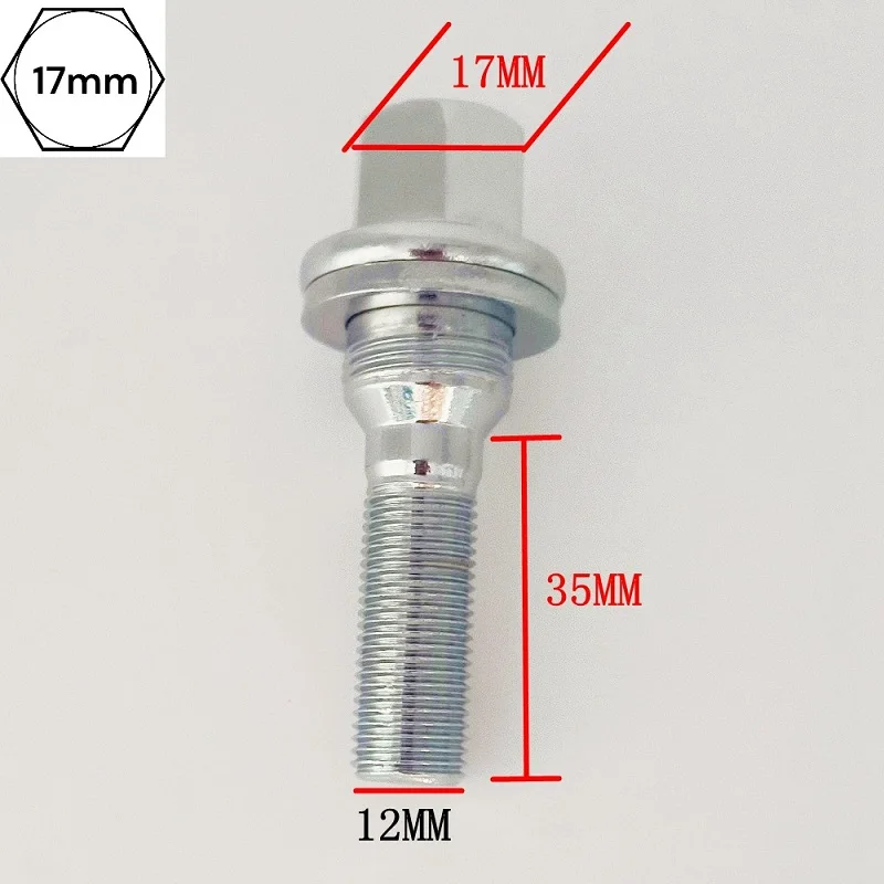 Wheel Bolts 45 Mm M12 X 1.25 Flat Collar Flat Head Peugeot Citroen - View #2