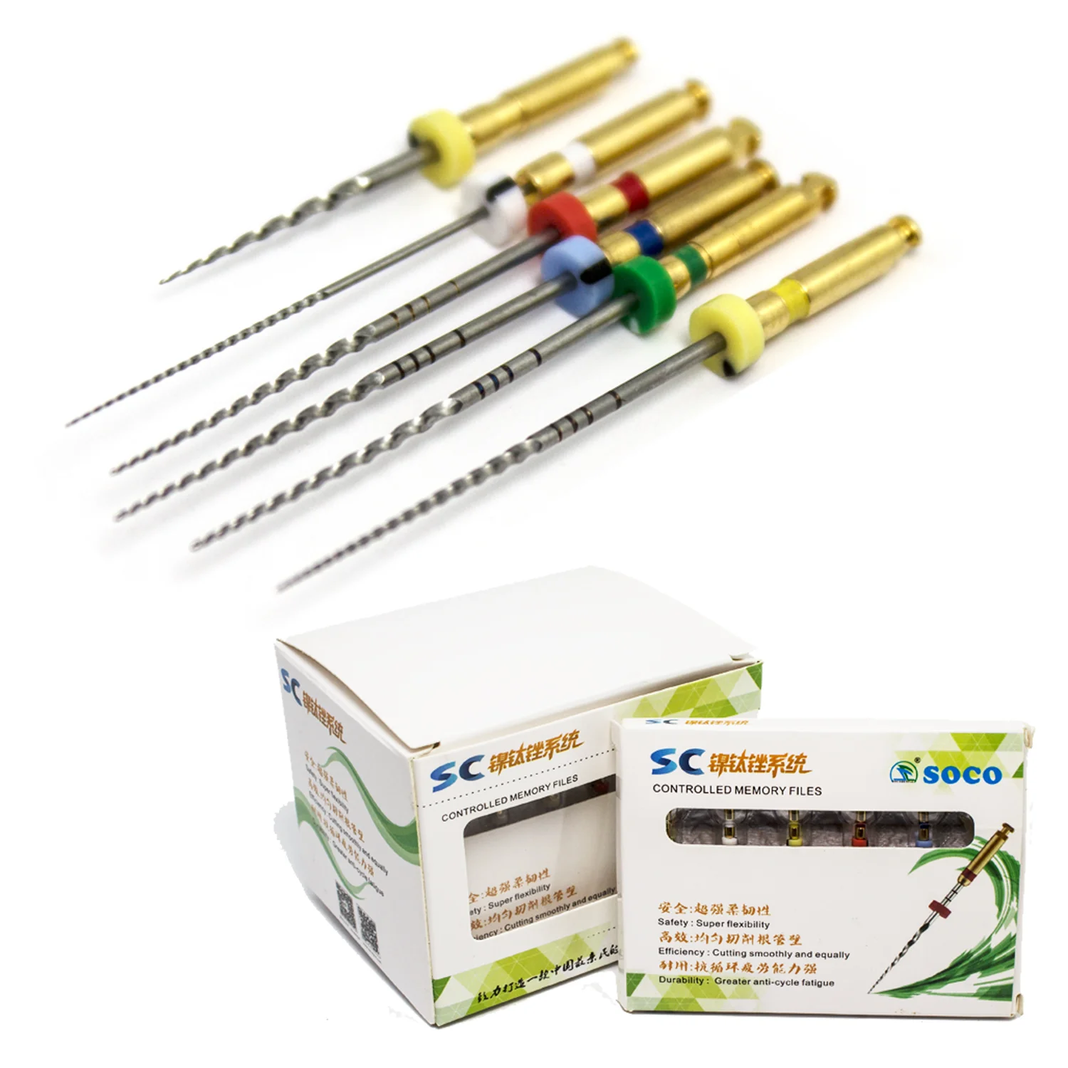 COXO SOCO Files 6Pcs/Box Dental Root Canal Files Heat-Activated Rotary Nickel Titanium Endodontic Rotary File