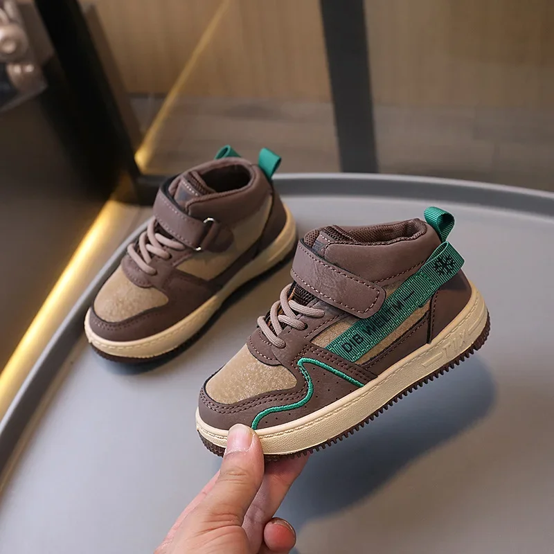 2024 Autumn New Child Sneakers High Top Fashion Comfort Boy Shoe Versatile Trendy Casual Shoes Basketball Sports Kid Canvas Shoe 3
