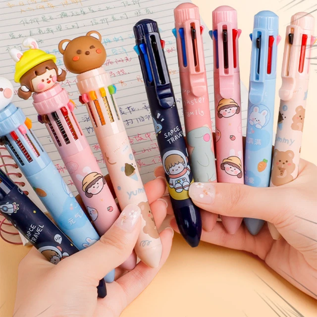 1PC 10 Colors Cartoon Ballpoint Pen Cute Animal Stationery Multicolored Pens  - AliExpress