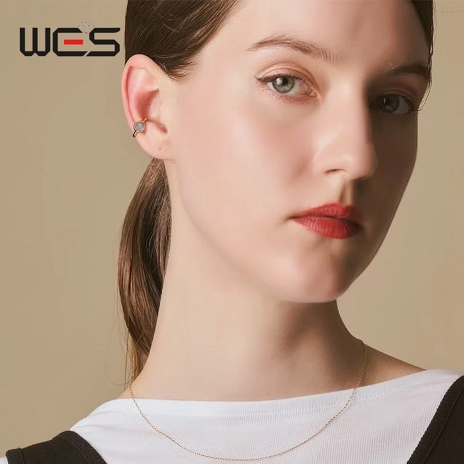 WES 925 Sterling Silver Ear Clip Jewelry Woman Inlaid Natural Waterdrop 4*5mm Labradorite Earrings Engagement Gift
