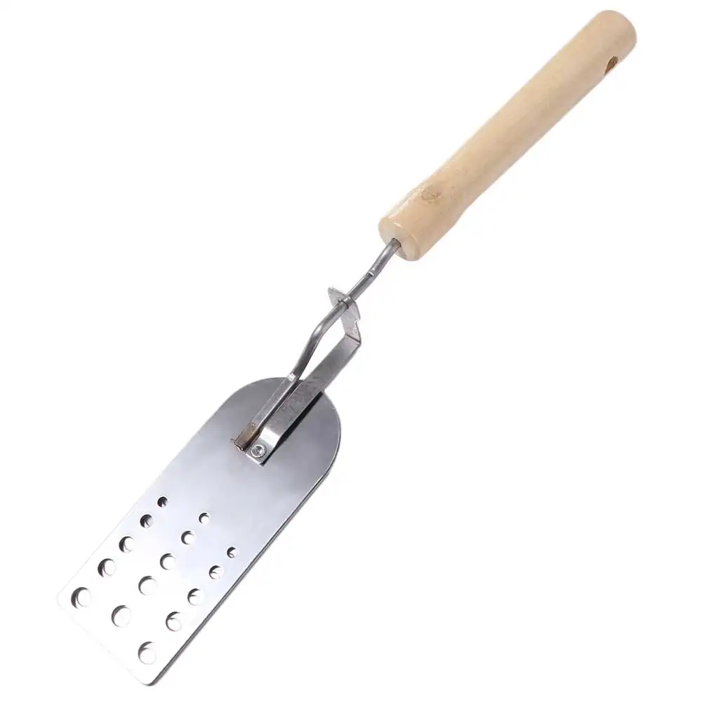 Description Picture 5 of itemCreative Stainless Steel BBQ Spatulas Ergonomic Wood Handle Three-panel Design Grill Tool Heat Resistant Expandable