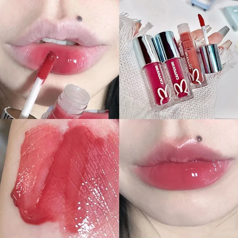 lip gloss,lip makeup,lip glaze NEW Water Glazed Mirror Lip Gloss Makeup Crystal Jelly Moisturizing Lip Glaze Long Lasting Grape Color Liquid Lipstick Cosmetics