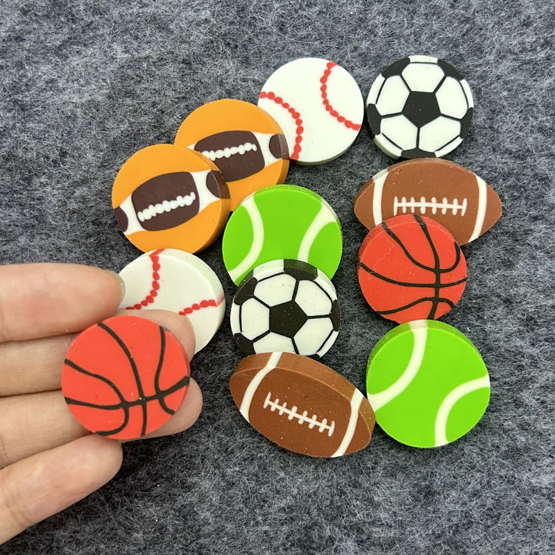 35Pcs Students Stationary Novelty Pencil Rubber Eraser For Children Kids Cartoon Football Basketball Mini Eraser School Erasers view 3