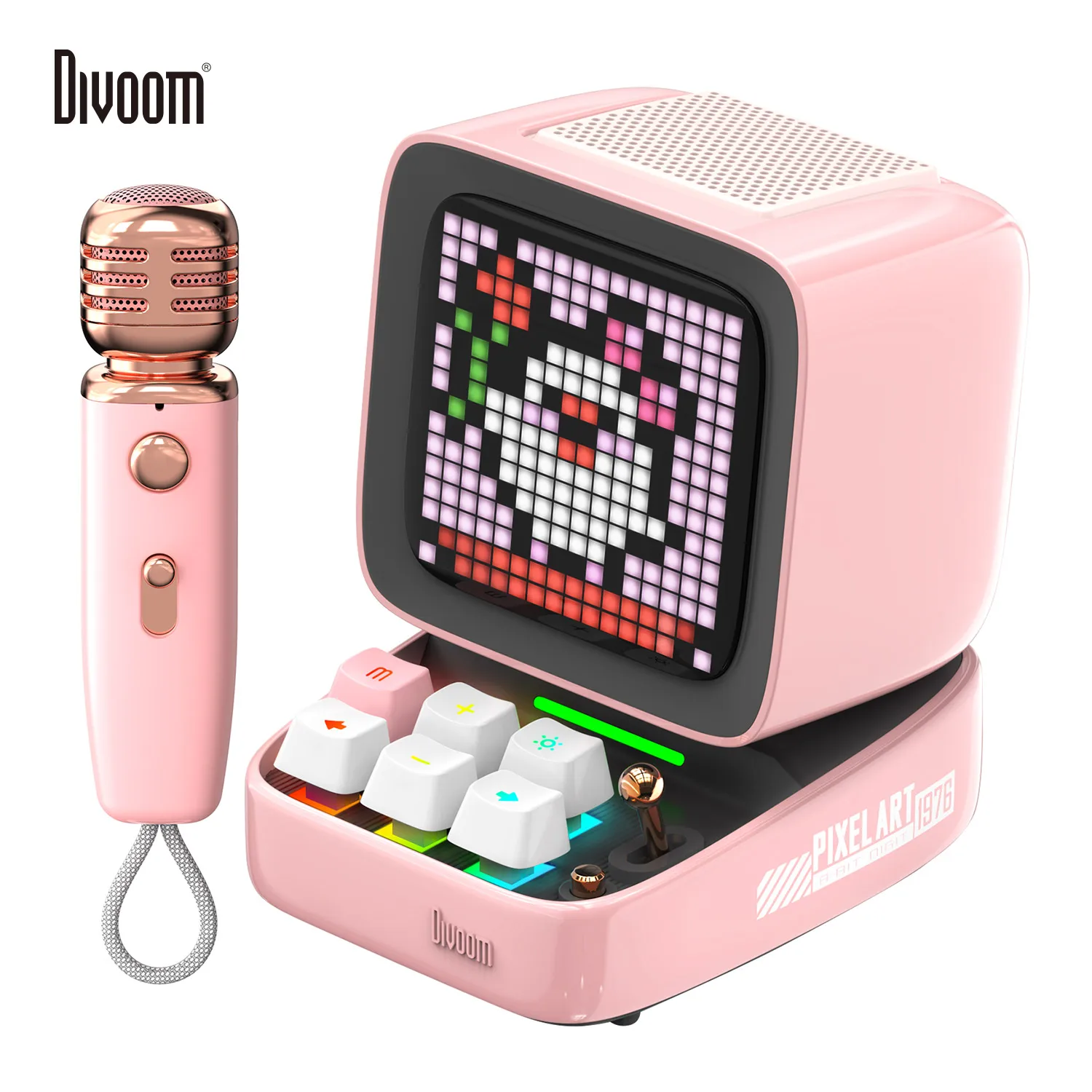 Divoom Ditoo-Mic Bluetooth-Lautsprecher mit Karaoke-Mikrofon, Pixel Art Display, Desktop-Dekor, verschiedene Sound-Modi, Geschenk