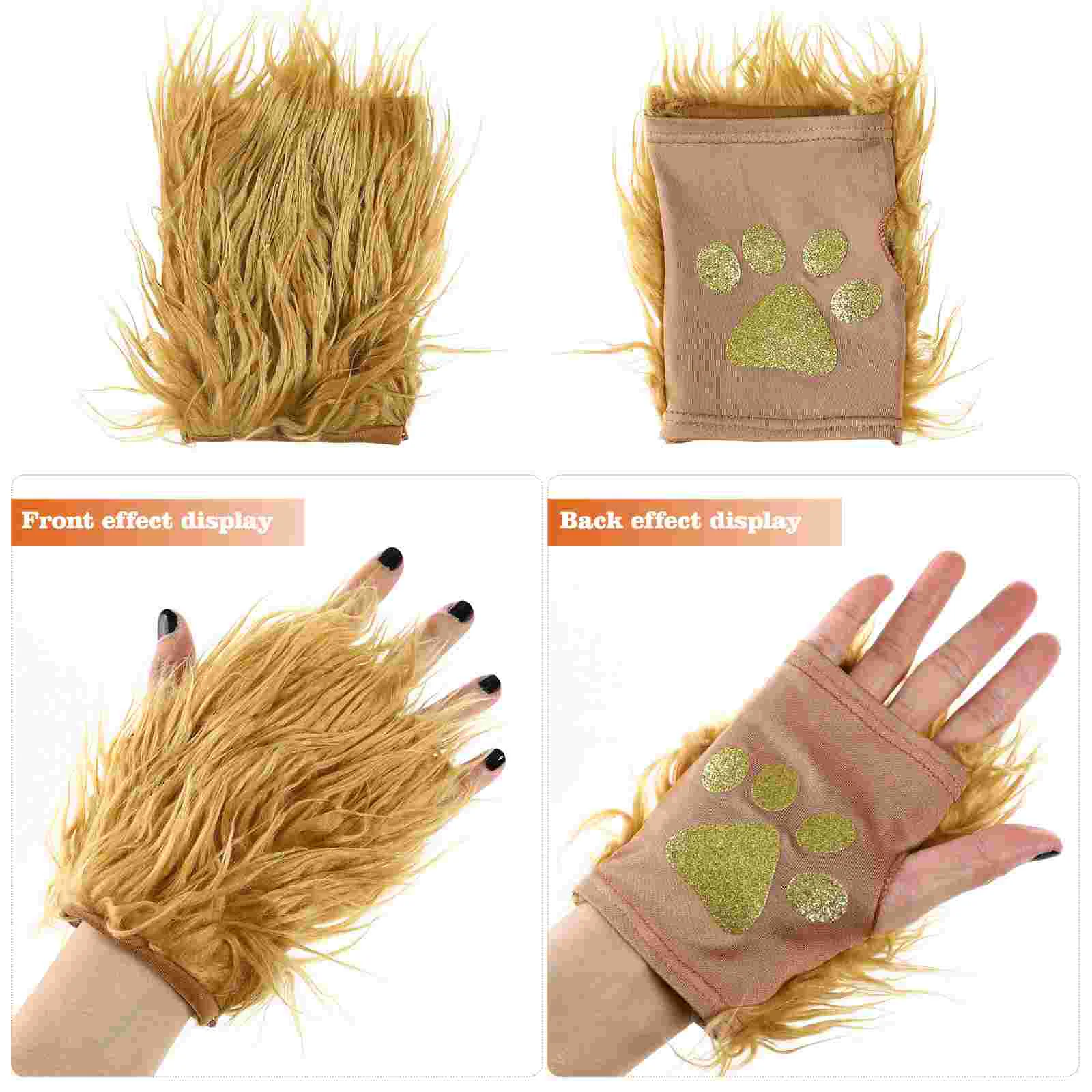 1 Set Lion Costume Set Headband Gloves and Tail Brown For Halloween Cosplay Party