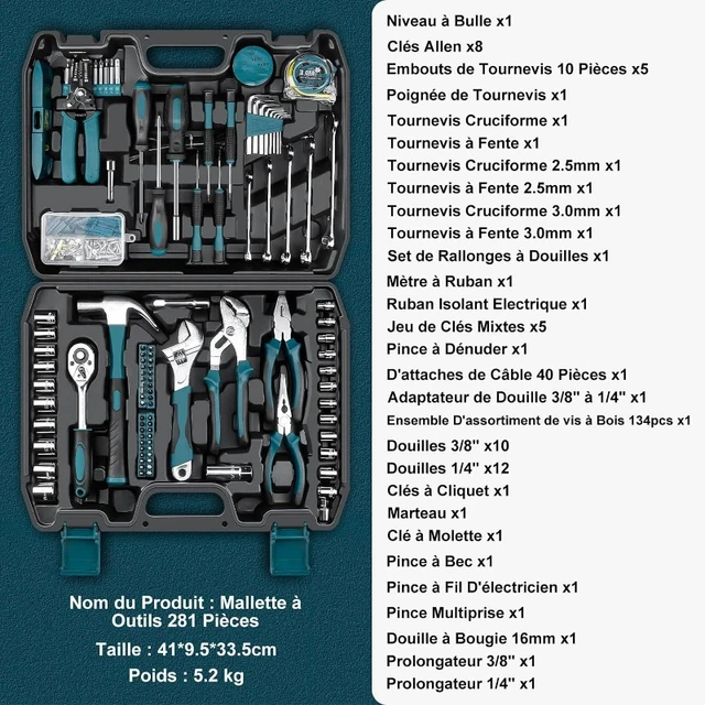 Mallette à Outils 257 Pièces Caisse à Outil Complete - Sundpey