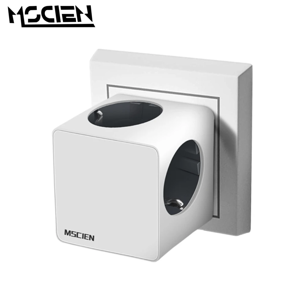  MSCIEN Rubik's Cube Design Electric Socket Europe Wall Power Strip Smart Outlet Extension Adapter USB Ports EU Plug Charger 