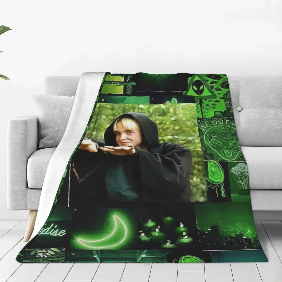 Cute Draco Malfoy Blanket Green Fleece Novelty Breathable Throw