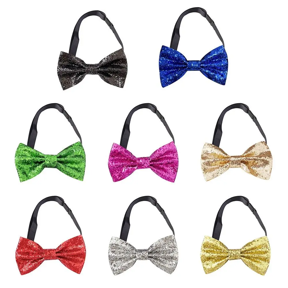 Shiny Paillette Sequins Bowtie Adjustable Dance Bowknot Stage Performance Tie Neck Decoration Men's Suit Lapel Flowers Party