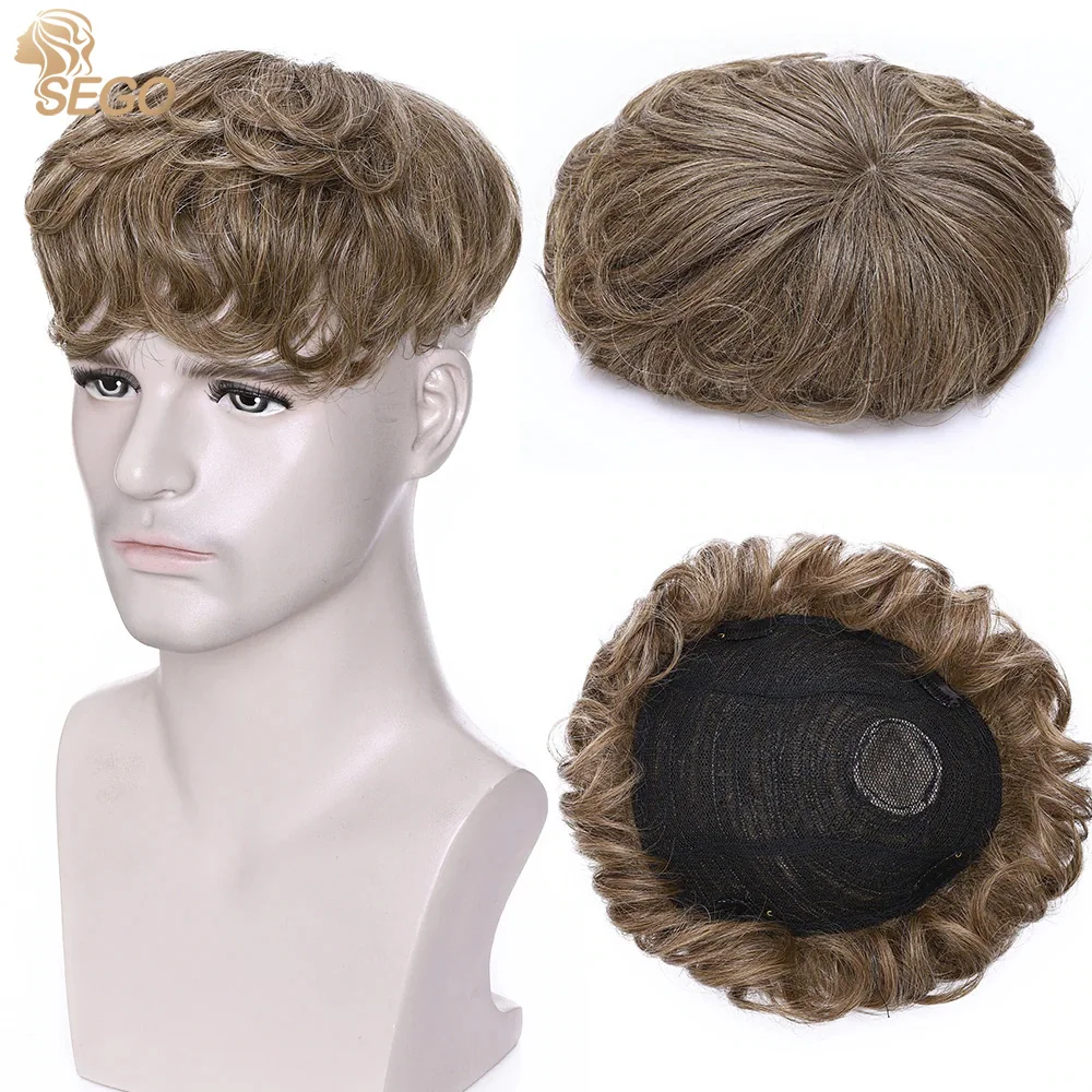 Human Hair Toupee 16x19cm Small Men Toupee Hair Topper 140% Density Natural Wave 4''