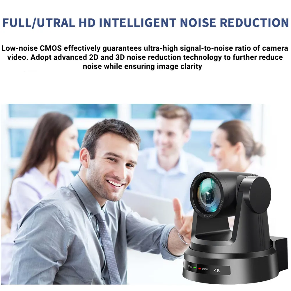 Video Camera 4K/1080P Video Conference Camera HDMI SDI LAN USB 12/20X NDI 60/30FPS AI Tracking for Church Meet Zoom Youtube Skype Live Stream