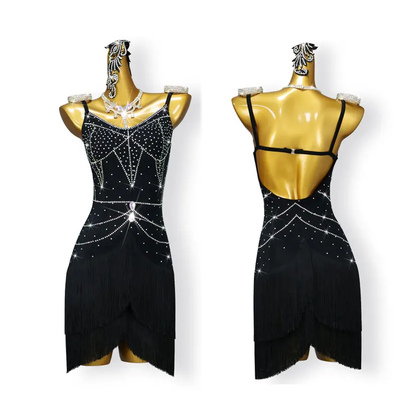 

Latin Dance Dress Women's Tassel Dress Adult Customized Professional Stage Dance Performance Competition Clothing