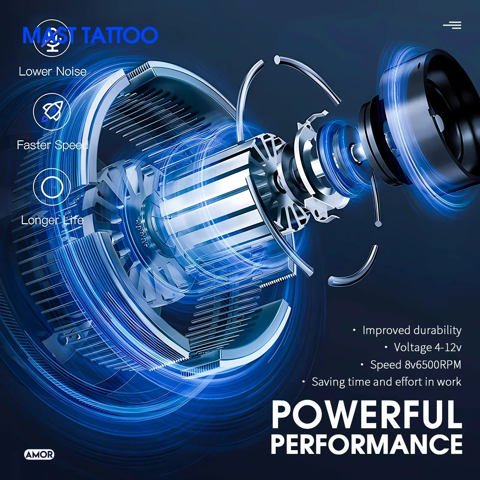 Dragonhawk AMOR Adjustable Stroke Coreless Motor Wireless Tattoo Pen Cartridge Tattoo Needle and Ink Machine Kit Complete
