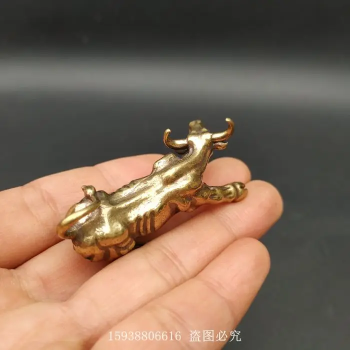 Antique Bronze Ware Antique Collection Antique Pure Brass Zodiac Ox Retro Ox Spirit Soaring Sky Ox Year Festival Mini Ornaments