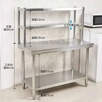 โต๊ะทำงานสแตนเลส ตู้ครัว ท็อปเคาน์เตอร์ ชั้นวางของ ชั้นวางของในครัวโรงแรม โต๊ะคอนโซล โต๊ะรับน้ำหนัก เฟอร์นิเจอร์ครัวทันสมัย 2
