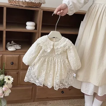 Primavera 2026 Nuovo Body per Bambine, Vestito da Principessa per Bimbe, Tutina in Pizzo Ricamato per Neonati, Abbigliamento per Bambine