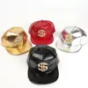 Unisex Dollar Style Baseball Caps Fashion Adjustable Hip-hop Hats PU Leather Flat Brim Snapback Hats Sun Visor 2