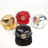 Unisex Dollar Style Baseball Caps Fashion Adjustable Hip-hop Hats PU Leather Flat Brim Snapback Hats Sun Visor 2