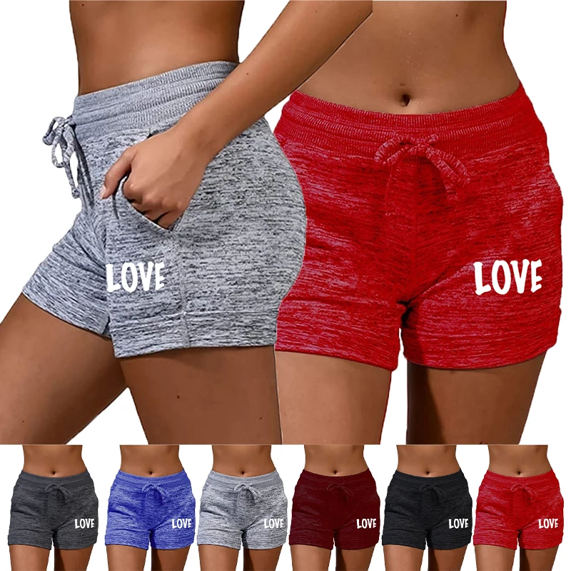 

New Women's Fashion Drawstring Elastic Waist Sports Shorts with Side Pockets Leisure Sports Elastic Shorts Yoga Running Shorts