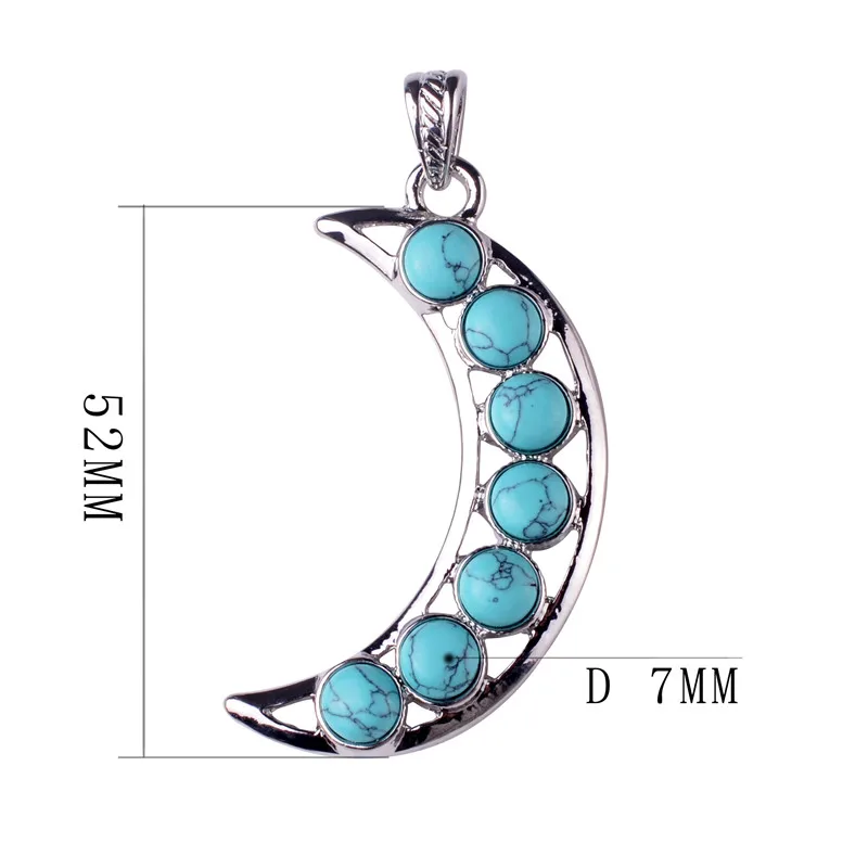 Wholesale 12PCS Crescent Shape Natural Stone Beads Pendant Howlite Quartz Collars Jewelry Free Leather Chains