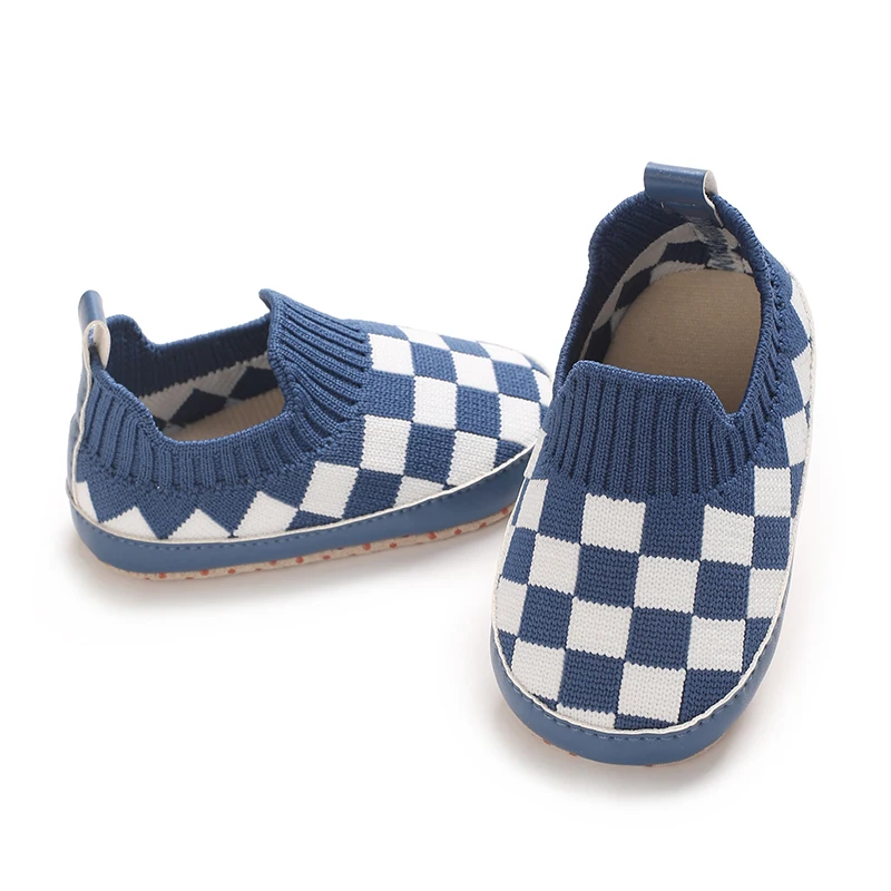 Newborn Soft Soled Bed Shoes Fashionable Checkered Baby Casual Shoes Anti Slip Walking Shoes 5