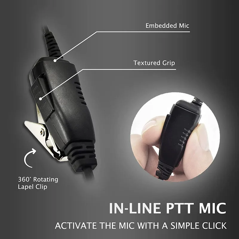 C-shaped swivel earpiece, PTT mic headset, for Motorola radio, cp100, cp200d, cls1110, cls1410, ep450, gp308