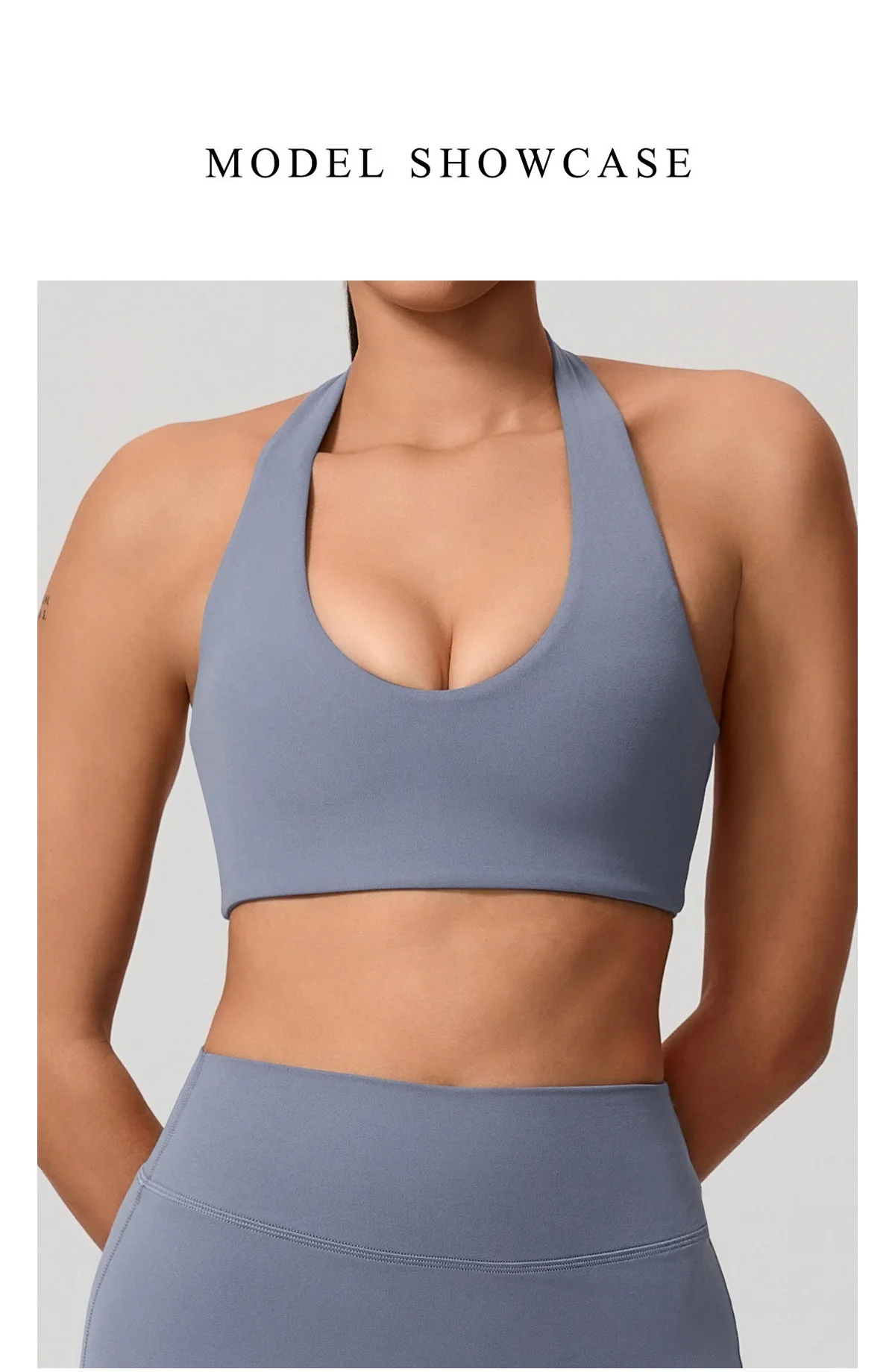 Sommer Damen Neckholder Gepolsterter Sport-BH Stoßdämpfend Rückenfreies Top für Outdoor-Laufen Fitness Crop Top Damen – Detail 11