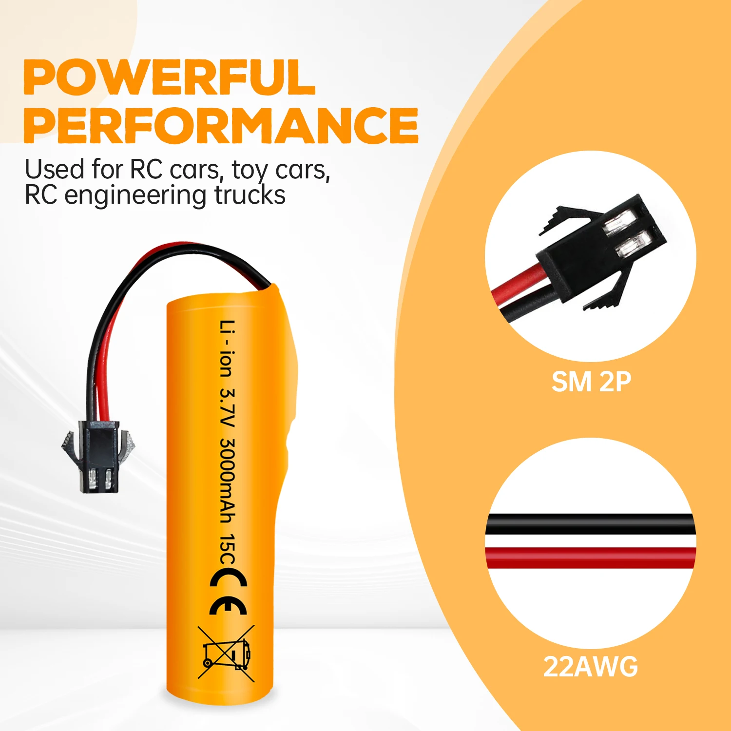 Batteria agli ioni di litio da 2 pezzi 3,7 V 3000 mAh con spina SM-2P e USB per auto DE42 DE44 DE45 DE68 RC, batteria per auto da corsa fuoristrada giocattolo per camion - immagine 4