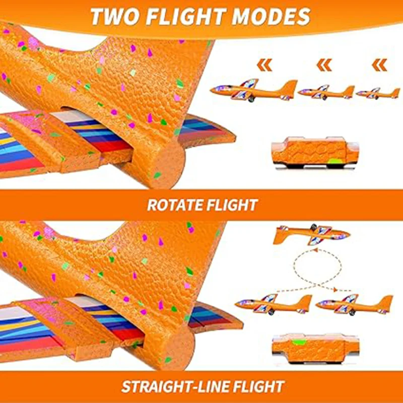 TEMI 4-Pack Foam Planes With 2 Launchers. For Boys 3-8. 4 LED Planes & 20 Darts. Outdoor Toys. 3