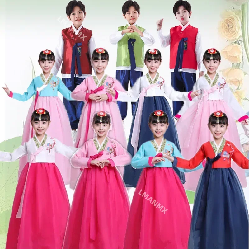 Korean Hanbok Costume Children's Hanbok Girls Boy Dance Ethnic Minority Performance Costume Men women National Costume Kid Dress