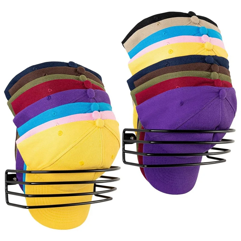 2Pcs Wall Hat Rack Baseball Hat Rack For Wall, Door And Closet, Metal Hat Organizers For Baseball Caps, Ball Cap Holder 5