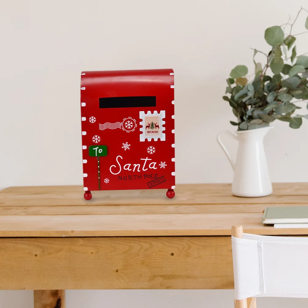 

Christmas Mailbox Decor Santa Claus Decoration Letter Desk Xmas Ornament Metal Desktop Party Child
