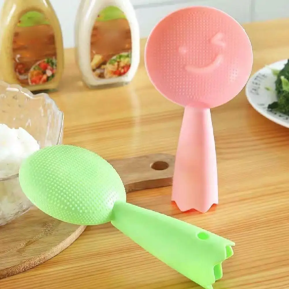 Non-Stick Plastic Rice Spoon Cute Face Rice Spatula Scoop Cooker Long Cooking Scoop Kitchen Utensil Tableware Tools