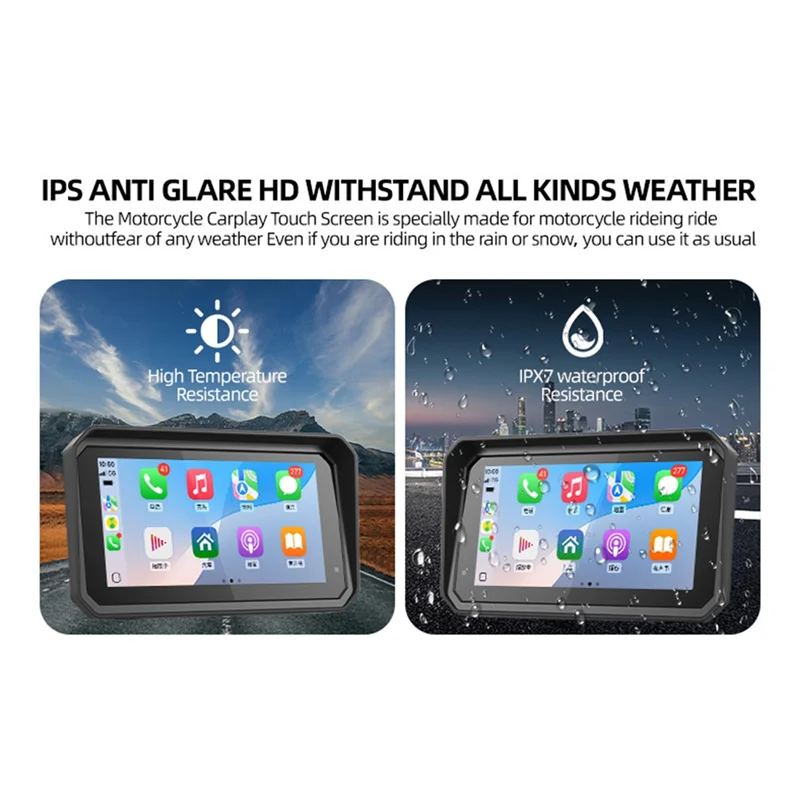 무선 Carplay 안드로이드 자동 6 인치 오토바이 네비게이션 화면 MP5 플레이어 방수 블루투스 휴대용