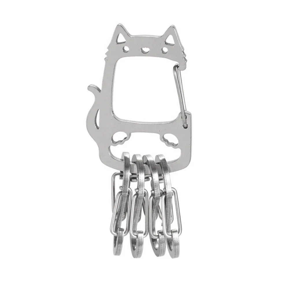 Camping Bergsteigen Schnalle mit vier Haken zum Aufhängen Karabiner Clip Zubehör Outdoor Katze geformt Edelstahl Schlüsselanhänger – Detail 2