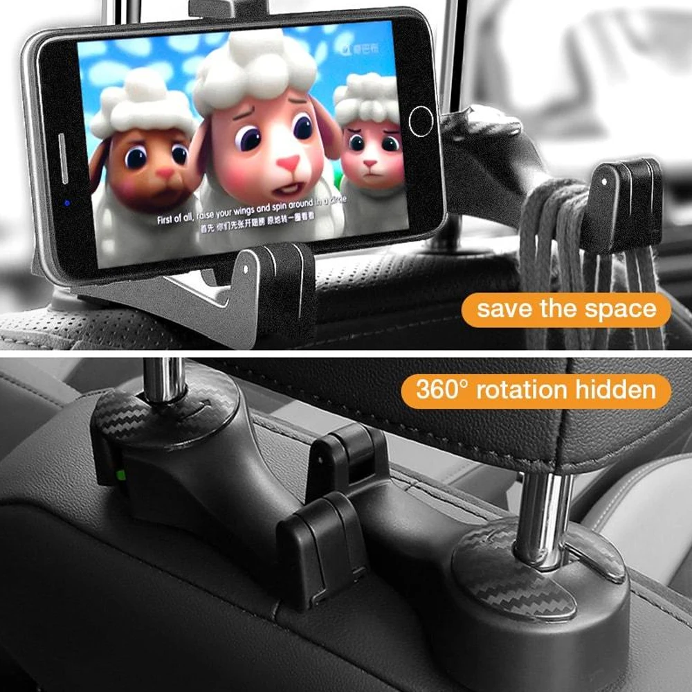 Back Hook 2 In 1 Car Headrest Hook with Phone Holder Seat Back Hanger for Bag Handbag Car Hooks Seat car phone holder,car hook