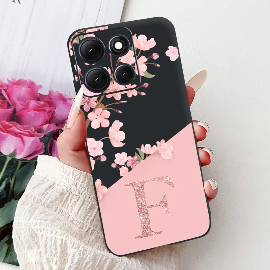 Stylish Floral Letter Design Shockproof Soft TPU Silicone Case