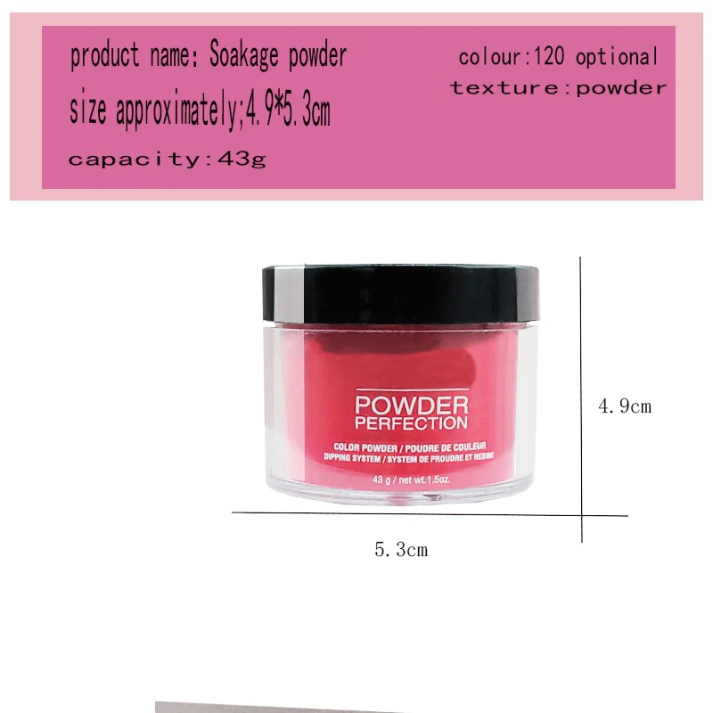 43g Soaking Powder Nail Polish Adhesive Powder Nail Art Carving Pollen Solid Color Glitter Large Jar Crystal
