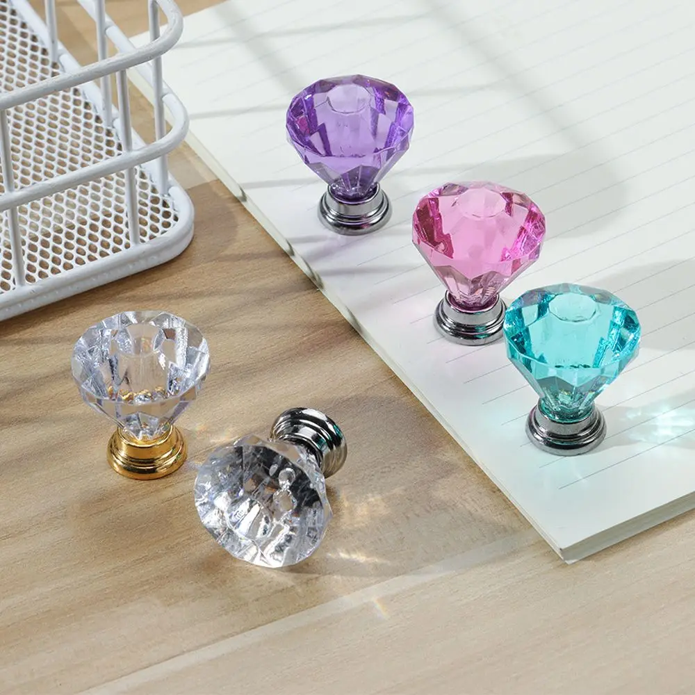 1pc Colorful Acrylic Door Cupboard Knobs Drawer Cabinet Wardrobe Kitchen Handles Pull Furniture Hardware Home Decor