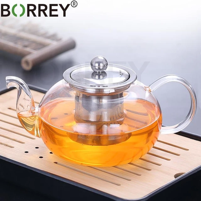 Glass Teapot With Infuser And Warmer