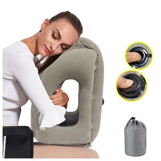 Upgraded Inflatable Air Cushion Travel Pillow Headrest Chin Support  Cushions for Airplane Plane Car Office Rest Neck Nap Pillows - AliExpress