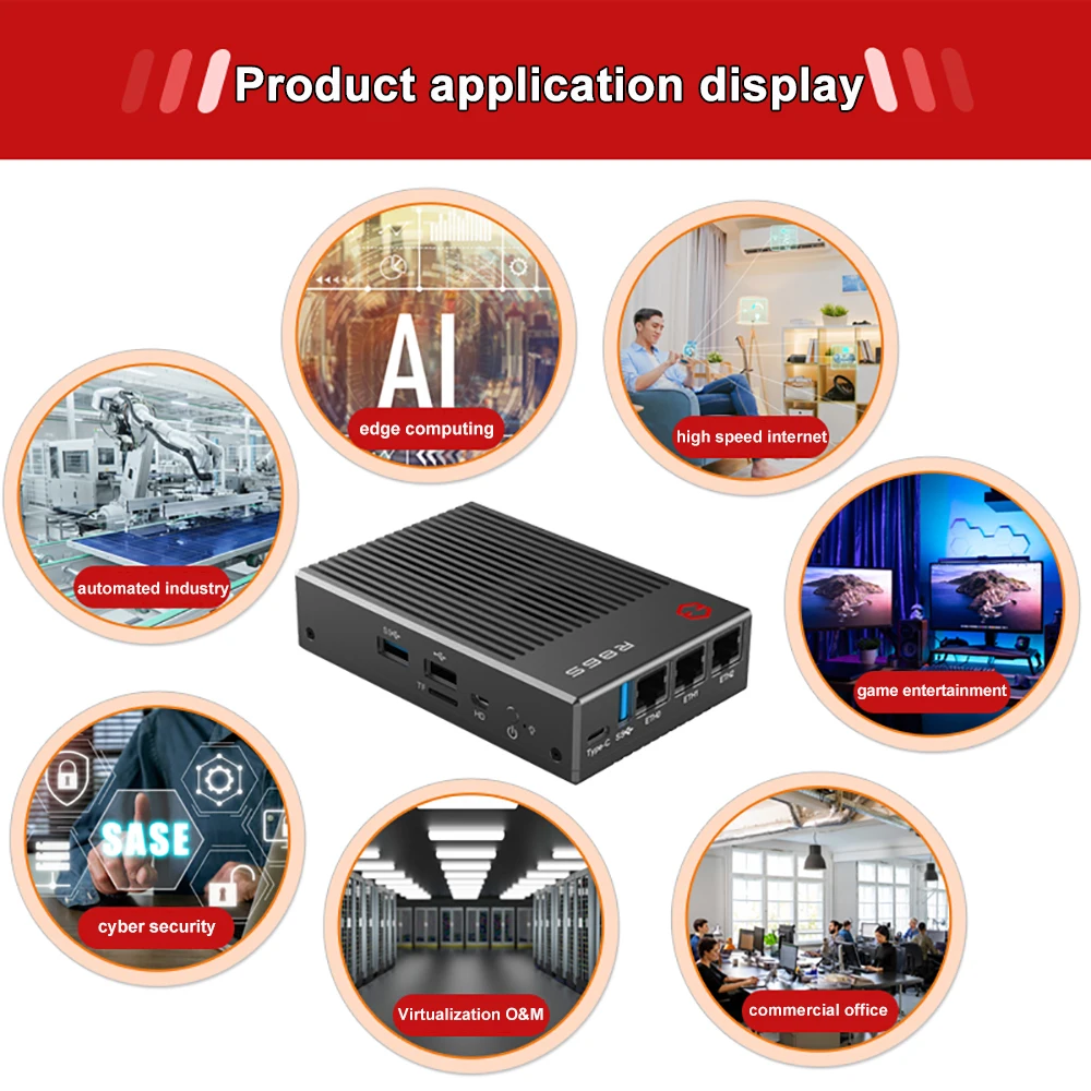 R86S Soft Routing Multi-net port, Intel mini host N5105 N6005 8GB/16GB/32GB 10 Gigabit fiber port 2.5G Mini PC WIFI6 + Bluetooth