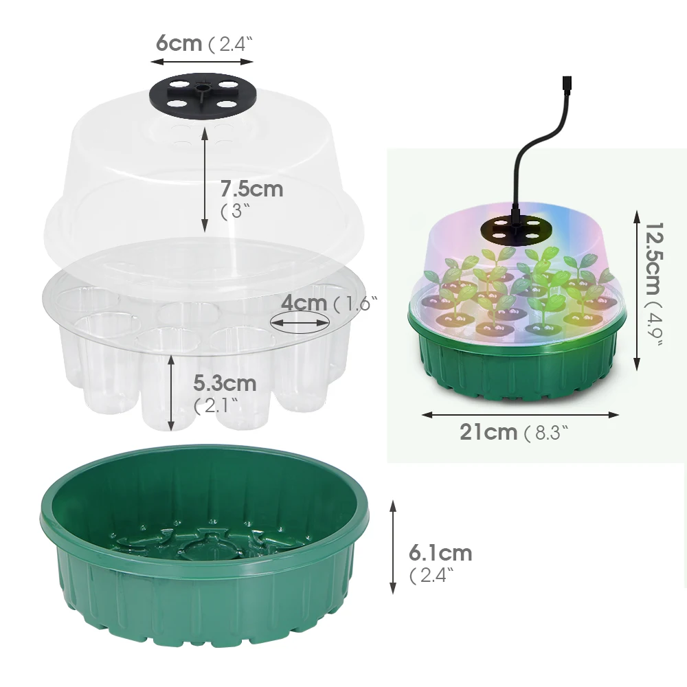 Grow Light Germination Grow Box Seed Starter Tray Adjustable Vent Seedlings Propagator Containers
