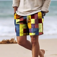 2024 Summer Hawaii Beach Shorts Travel Casual Colorful Plaid Printing Sports Quick Drying GYM Trunks Ice Shorts Hawaii Swimwear 2