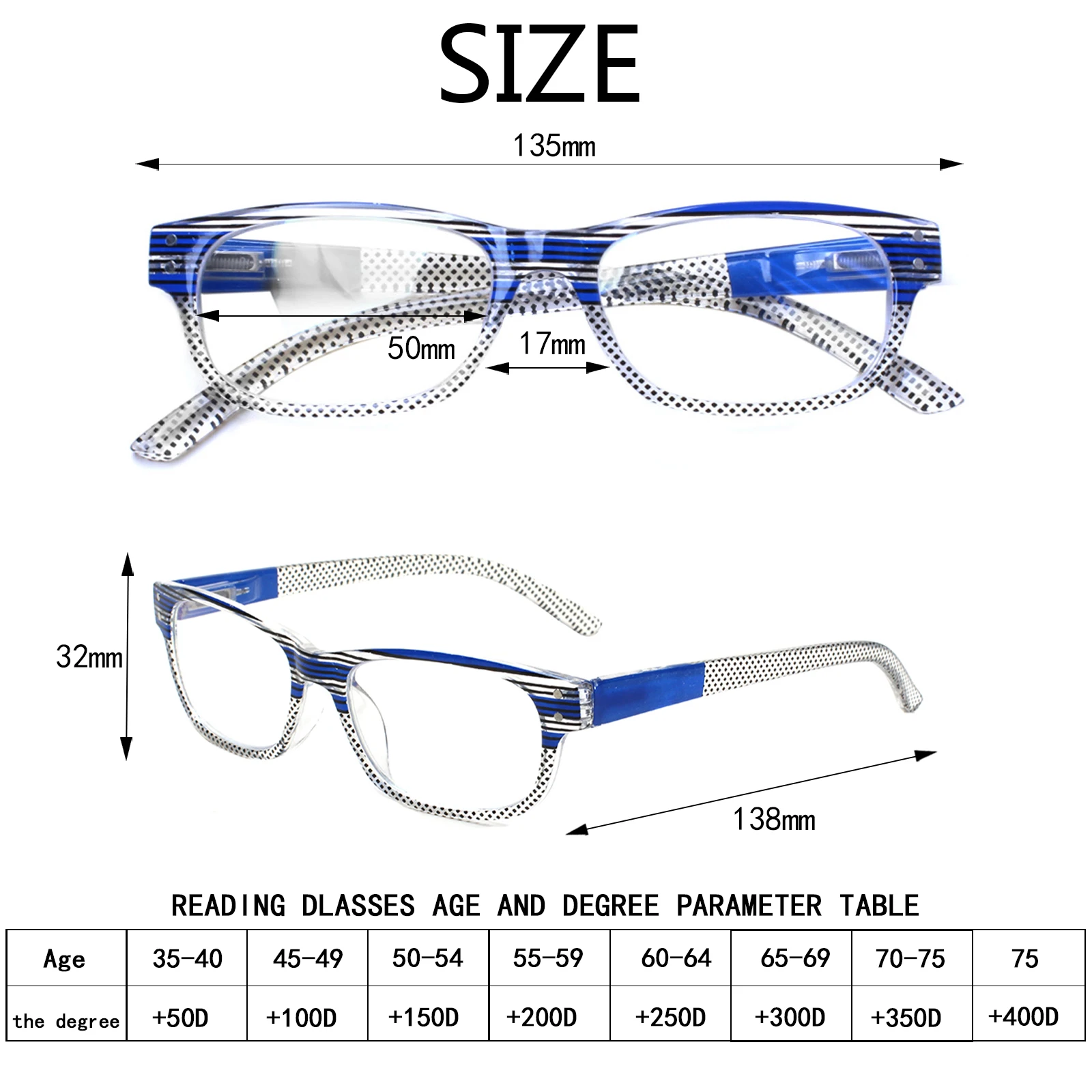 TUREZING Reading Glasses for Women High Quality Prescription Eyeglasses Anti Blue Light Young Fashion Lightweight Spring Hinges