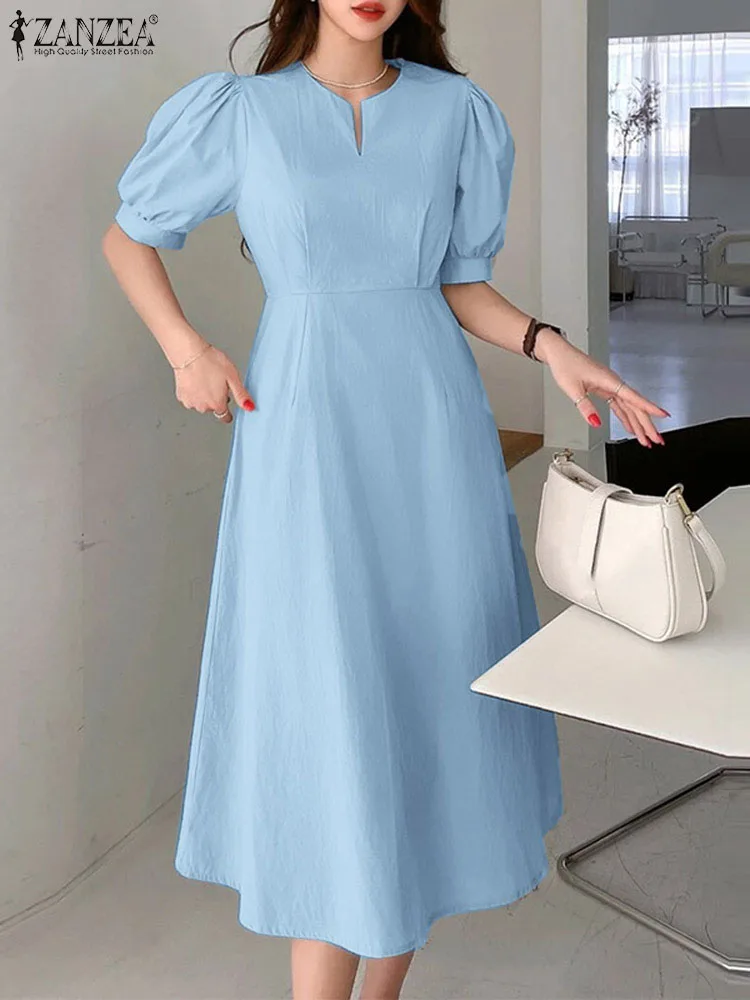 ZANZEA Fashion Elegant Robes Cinched Waist Women Korean Style Office