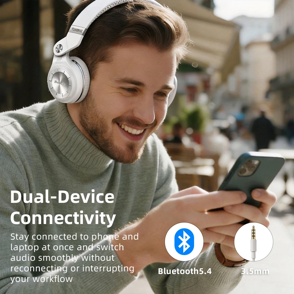 Bluedio T2 Plus Wireless & Wired Headphones – Foldable Bluetooth Headset with FM Radio, 32GB TF Card Support & 3.5mm Audio Jack for Travel, Work & Music 6